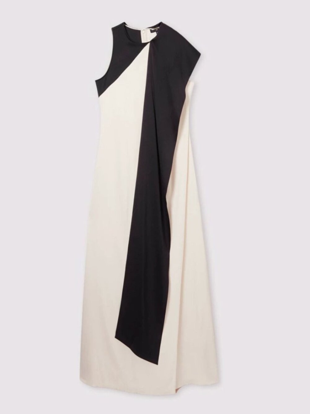 REISS Isobel Atelier Maxi Dress UK10/UA6 Black/Ivory Sash-Neck Satin Occasion - Picture 5 of 8